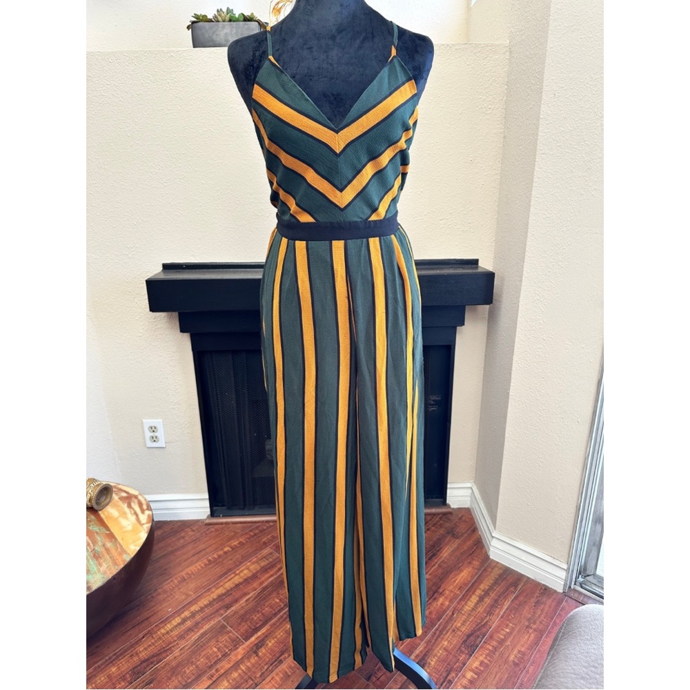 Striped Green and Yellow Jumpsuit